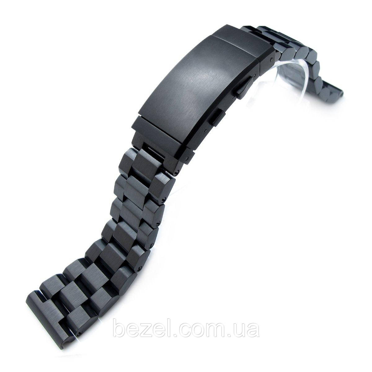 21.5 mm Hexad Oyster 316L Stainless Steel Watch Band for Seiko Tuna, Wetsuit Ratchet Buckle PVD Black