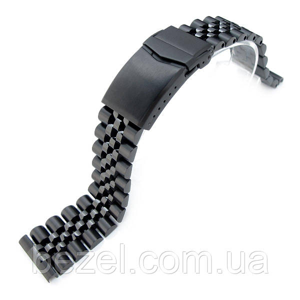21.5mm Super Jubilee 316L Stainless Steel Watch Band for Seiko Tuna V Clasp Button Double Lock PVD Black BEZEL.COM.UA