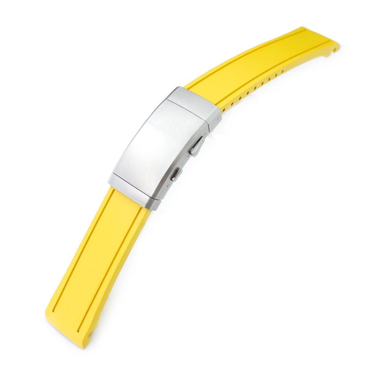 20mm Crafter Blue - Yellow Rubber Curved Lug Watch Band for Seiko MM300 Prospex Marinemaster SBDX001, Wetsuit, фото 1