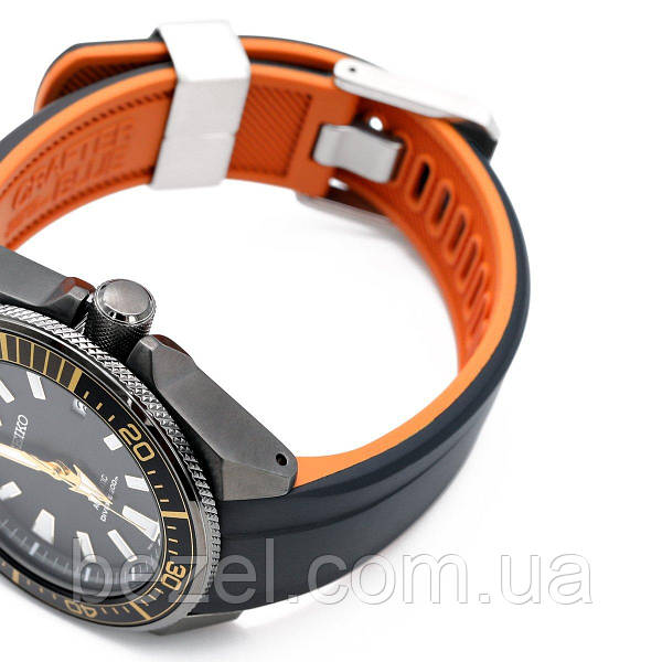 22mm Crafter Blue Dual Color Black Orange Rubber Curved Lug