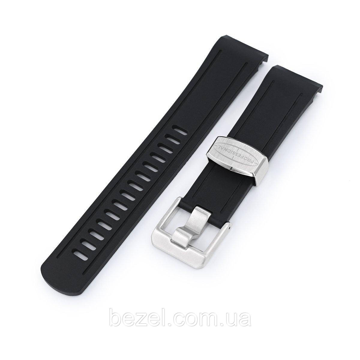 22mm Crafter Blue - Black Rubber Curved Lug Watch Band for Seiko Shogun SBDC007