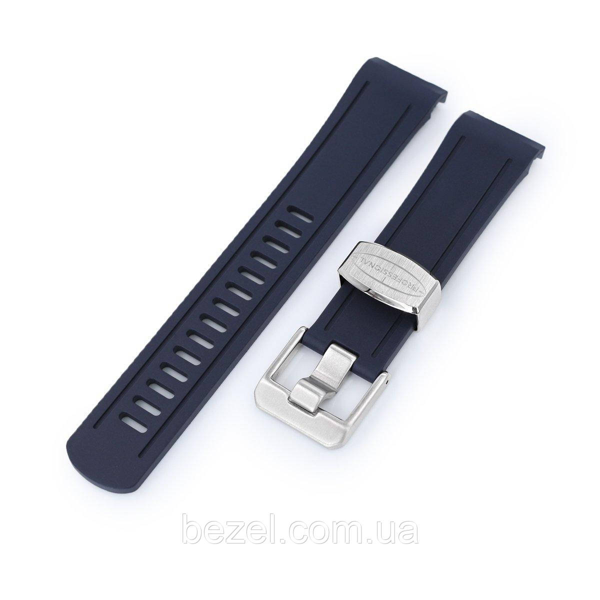 22mm Crafter Blue - Navy Blue Rubber Curved Lug Watch Band for Seiko Shogun SBDC007