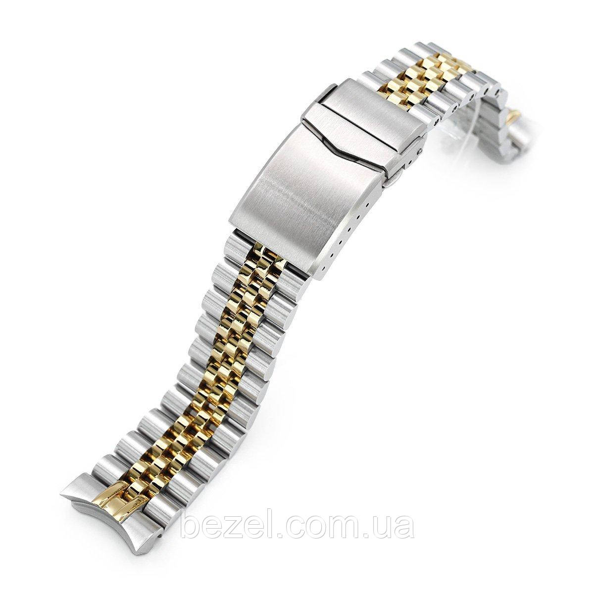 20mm Super Jubilee 316L Stainless Steel Watch Bracelet for Seiko SKX013, V-Clasp Two Tone IP Gold