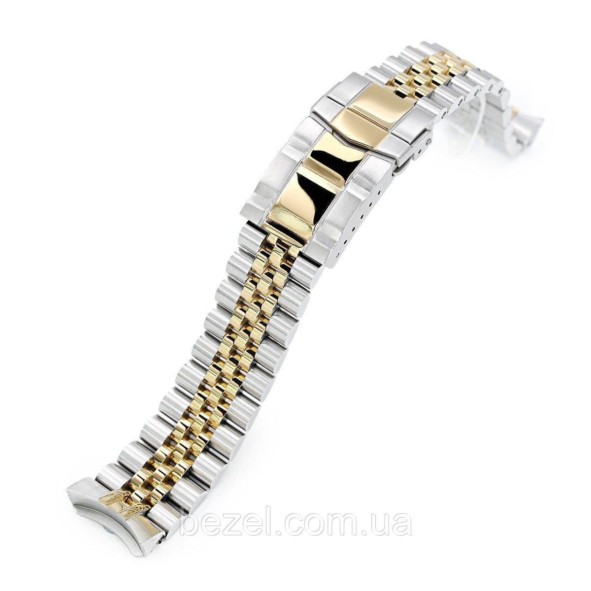 20mm Super Jubilee 316L Stainless Steel Watch Bracelet for Seiko SKX013, Two Tone IP Gold, Submariner Clasp