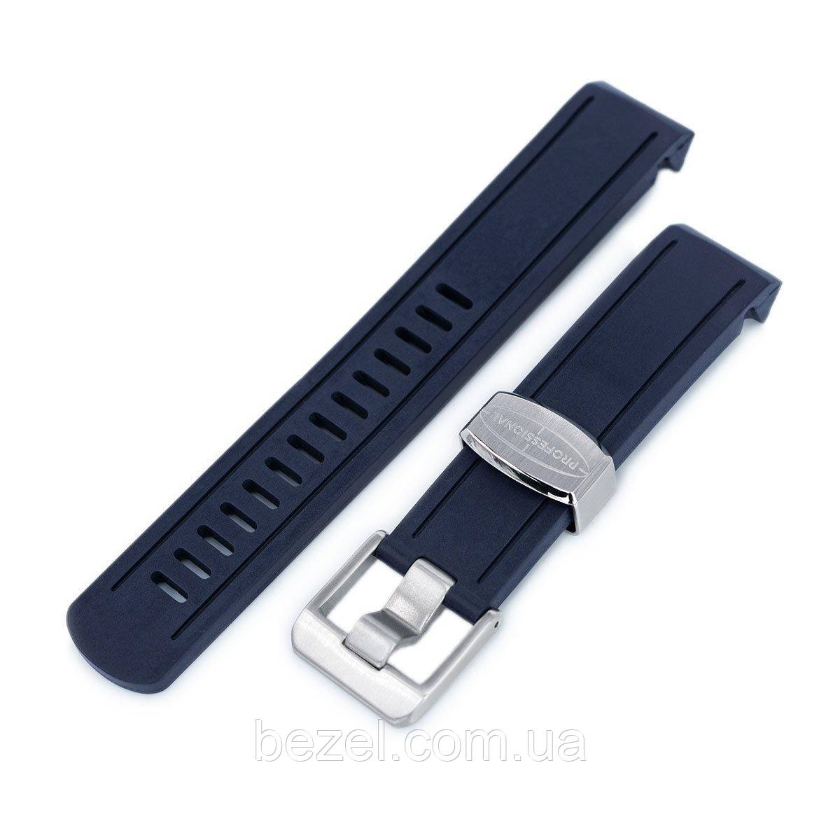 20mm Crafter Blue - Navy Blue Rubber Curved Lug Watch Band for Seiko Sumo SBDC001, фото 1