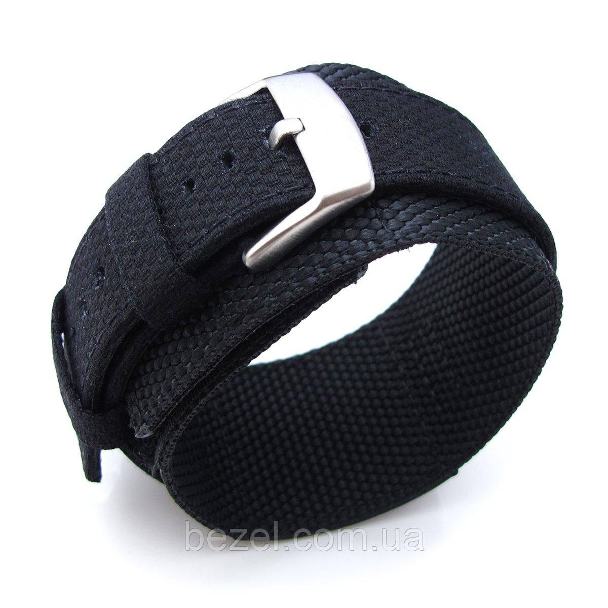 MiLTAT 20mm Double Layer Nylon Black Tactical Velcro Watch Strap, design for Rolex Submariner