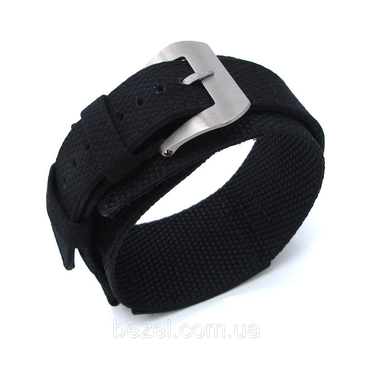 MiLTAT Double Layer Nylon 24mm Black Velcro Fastener Watch Strap for 44mm Panerai, Brushed, Pre-V Buckle, фото 1