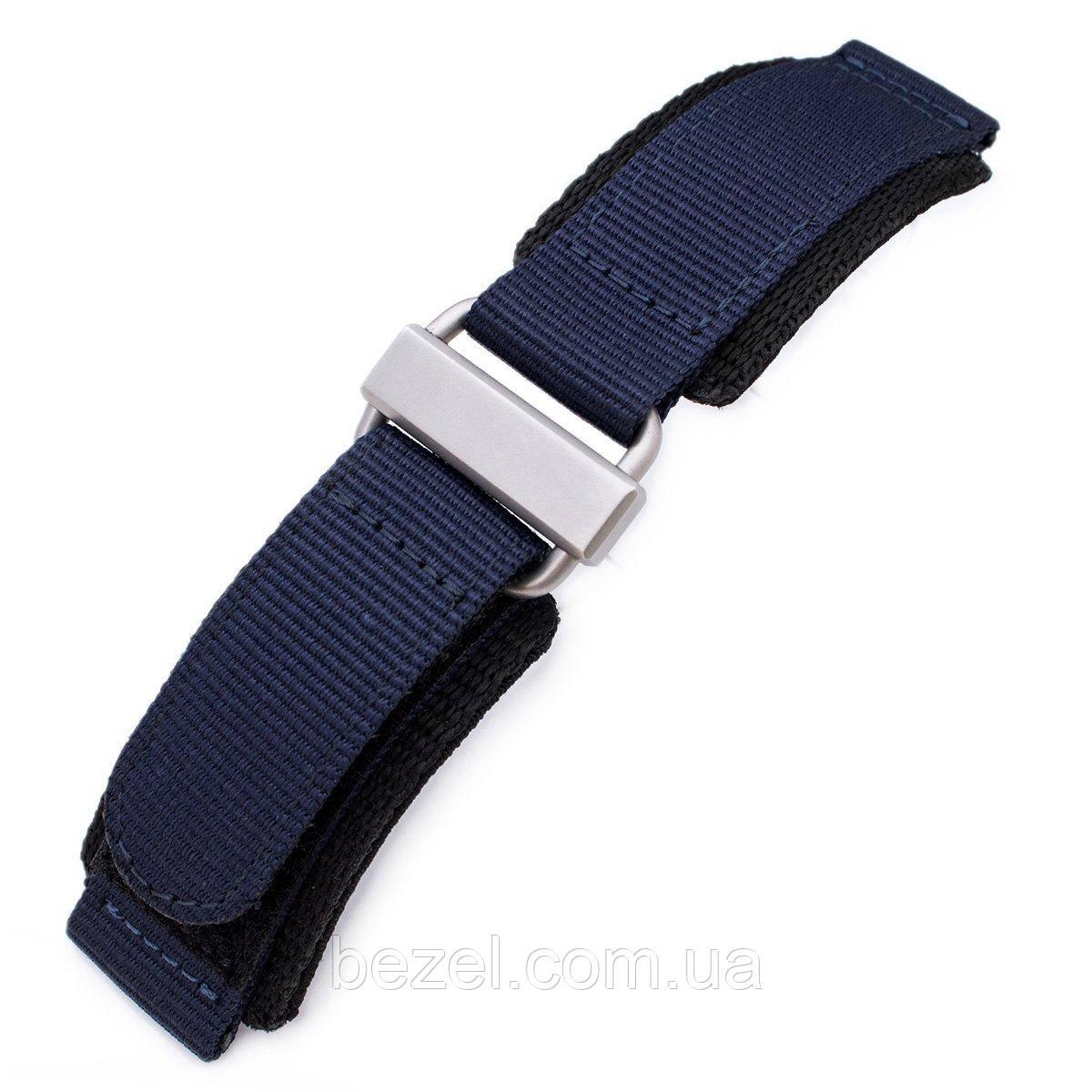 22mm MiLTAT Honeycomb Navy Blue Nylon Velcro Fastener Watch Strap, Brushed Stainless Buckle