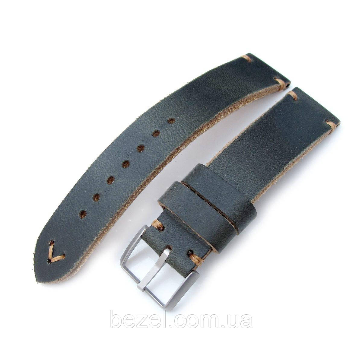 20mm, 22mm MiLTAT Horween Chromexcel Watch Strap, Blackish Green, Brown Stitching
