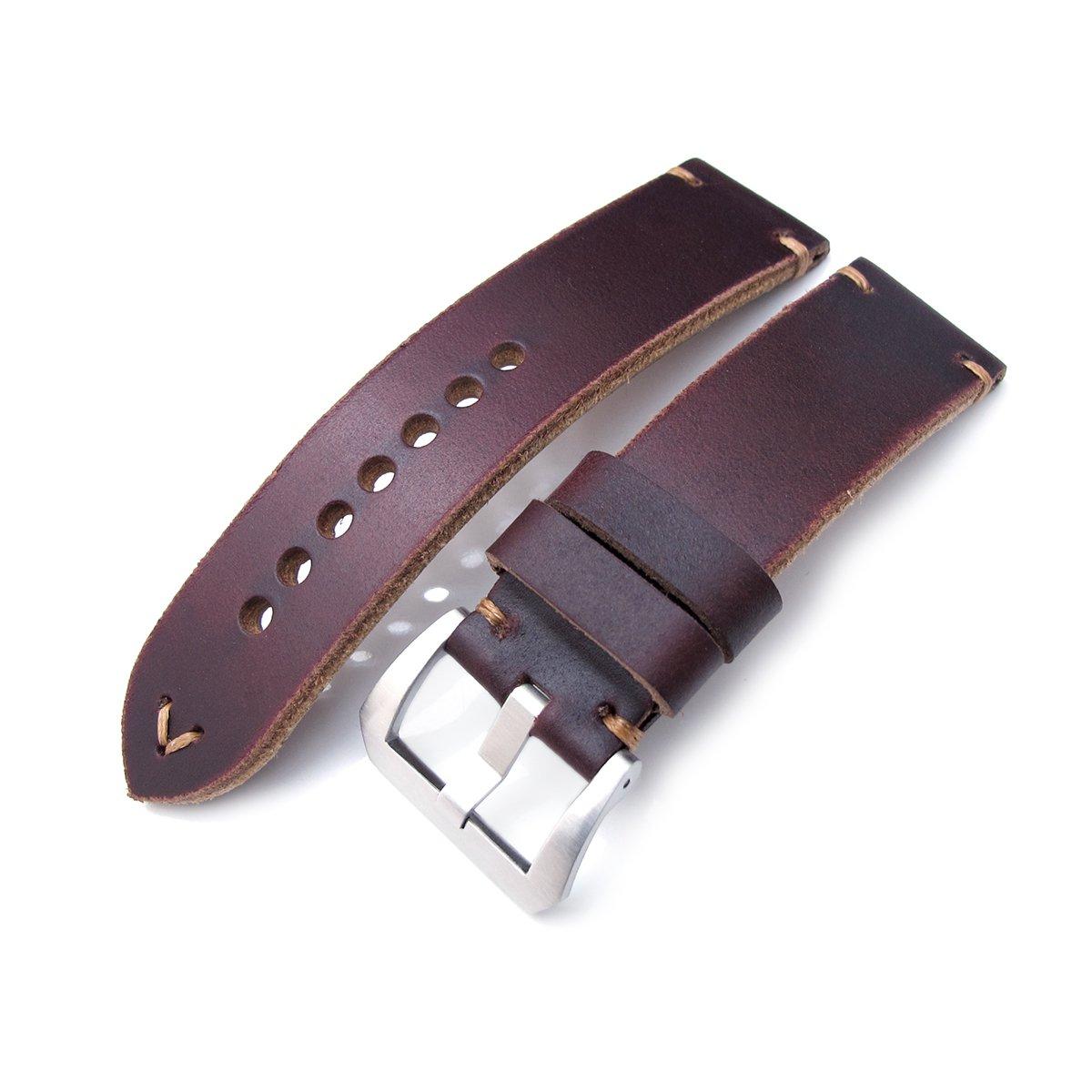 24mm MiLTAT Horween Chromexcel Watch Strap, Red Brown, Brown Stitching, фото 1