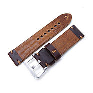 24mm MiLTAT Horween Chromexcel Watch Strap, Red Brown, Brown Stitching, фото 2