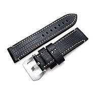 24mm MiLTAT HORWEEN Black Lizard Emboss, Beige Hand Stitching, фото 2