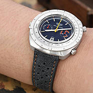 20mm or 22mm MiLTAT Rally Racing Dark Grey Nubuck Watch Strap, Brown Stitching, фото 2