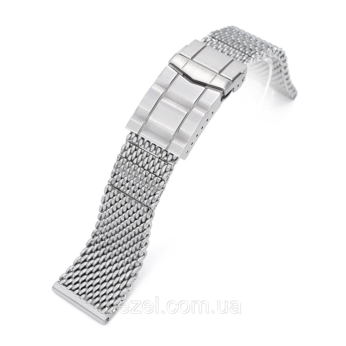 20mm, 22mm Solid End Massy Mesh Band Stainless Steel Watch Bracelet, Submariner Diver Clasp, Brushed