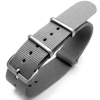 20mm or 22mm Nato Heat Sealed Heavy Nylon Brushed Buckle - Light M. Grey