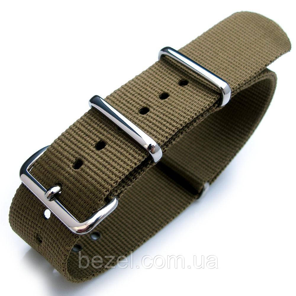 Nato 20mm, 21mm, 22mm Heat Sealed Heavy Nylon Polished Buckle - Green