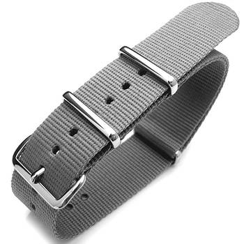 Nato 20mm or 22mm Heat Sealed Heavy Nylon Polished Buckle - Light M. Grey