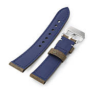 MiLTAT 21mm, 22mmmm Genuine Olive Brown Distressed Leather Watch Strap Extra Soft, Beige Stitching, фото 4
