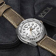 MiLTAT 24mm Genuine Olive Brown Distressed Leather Watch Strap Extra Soft, Beige Stitching, фото 2