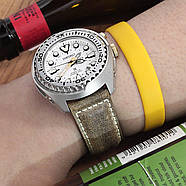 MiLTAT 24mm Genuine Olive Brown Distressed Leather Watch Strap Extra Soft, Beige Stitching, фото 3