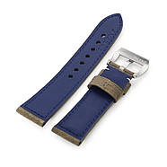 MiLTAT 24mm Genuine Olive Brown Distressed Leather Watch Strap Extra Soft, Beige Stitching, фото 4