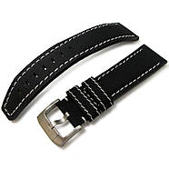 20mm to 23mm MiLTAT Black Kevlar Leather Watch Strap in Red Stitches, фото 3