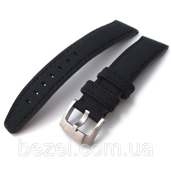 20mm to 23mm MiLTAT Black Kevlar Leather Watch Strap in Black Stitches BEZEL.COM.UA 945420632