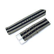 20mm, 22mm Two Piece WW2 G10 Nylon, Green & Black Stripes, Brushed Buckle, фото 2