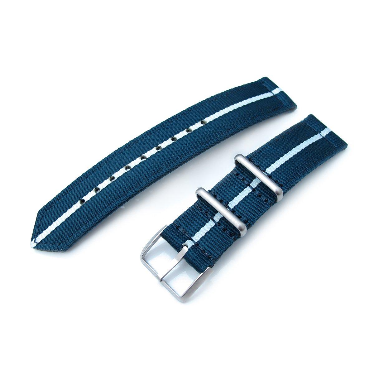 20mm Two Piece WW2 G10 Nylon, Navy Blue & White, Brushed Buckle, фото 1