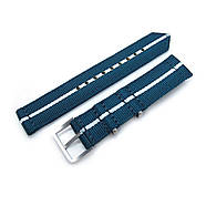 20mm Two Piece WW2 G10 Nylon, Navy Blue & White, Brushed Buckle, фото 2