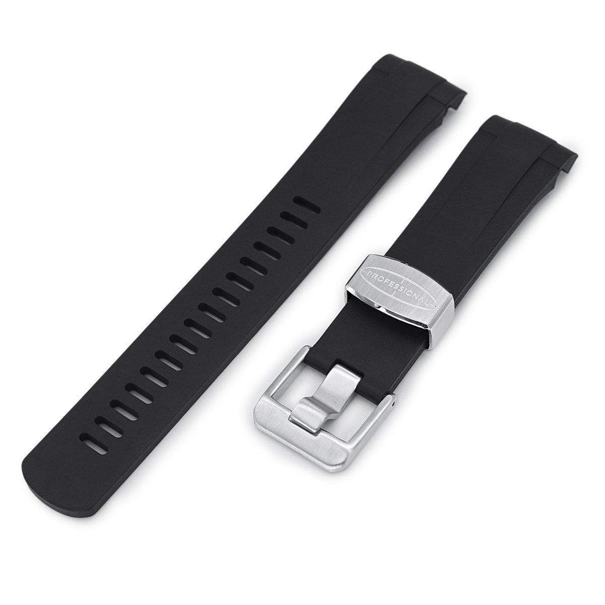 22mm Crafter Blue - Black Rubber Curved Lug Watch Strap for Tudor Pelagos 25500TN, фото 1
