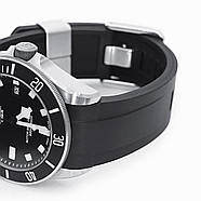 22mm Crafter Blue - Black Rubber Curved Lug Watch Strap for Tudor Pelagos 25500TN, фото 5