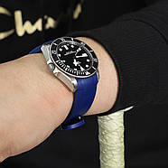 22mm Crafter Blue - Rubber Blue Curved Lug Watch Strap for Tudor Pelagos 25500TN, PVD Black Buckle, фото 2