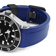22mm Crafter Blue - Rubber Blue Curved Lug Watch Strap for Tudor Pelagos 25500TN, PVD Black Buckle, фото 5