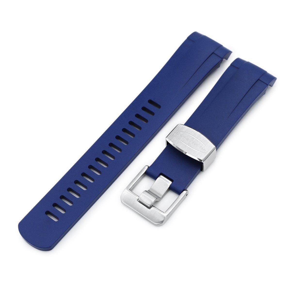 22mm Crafter Blue - Rubber Blue Curved Lug Watch Strap for Tudor Pelagos 25500TN, фото 1
