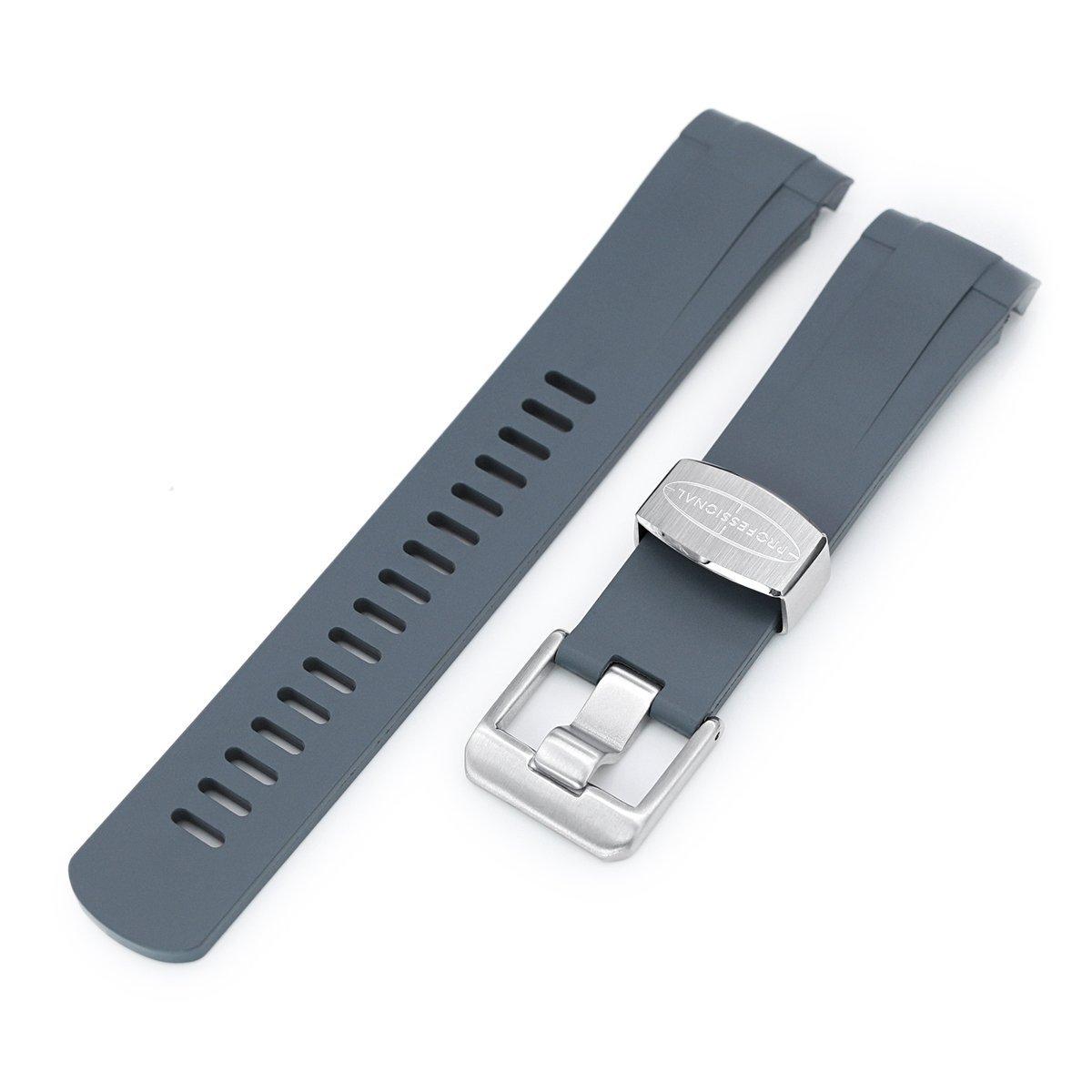 22mm Crafter Blue - Grey Rubber Curved Lug Watch Strap for Tudor Pelagos 25500TN, фото 1