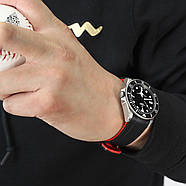 22mm Crafter Blue - Dual Color Red & Black Rubber Curved Lug Watch Strap for Tudor Pelagos 25500TN, PVD Black, фото 2