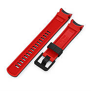 22mm Crafter Blue - Dual Color Red & Black Rubber Curved Lug Watch Strap for Tudor Pelagos 25500TN, PVD Black, фото 3
