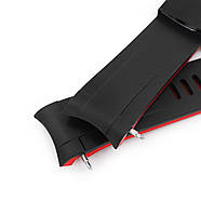 22mm Crafter Blue - Dual Color Red & Black Rubber Curved Lug Watch Strap for Tudor Pelagos 25500TN, PVD Black, фото 4