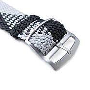 20, 22mm MiLTAT Perlon Watch Strap, Black & Orange, Sandblasted Ladder Lock Slider Buckle, фото 4