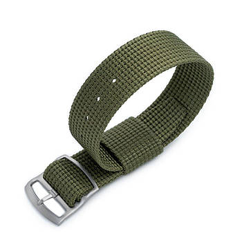 20mm or 22mm MiLTAT RAF N7 3-D Woven Nylon Nato Watch Strap, Military Green, Sandblasted Ladder Lock Slider