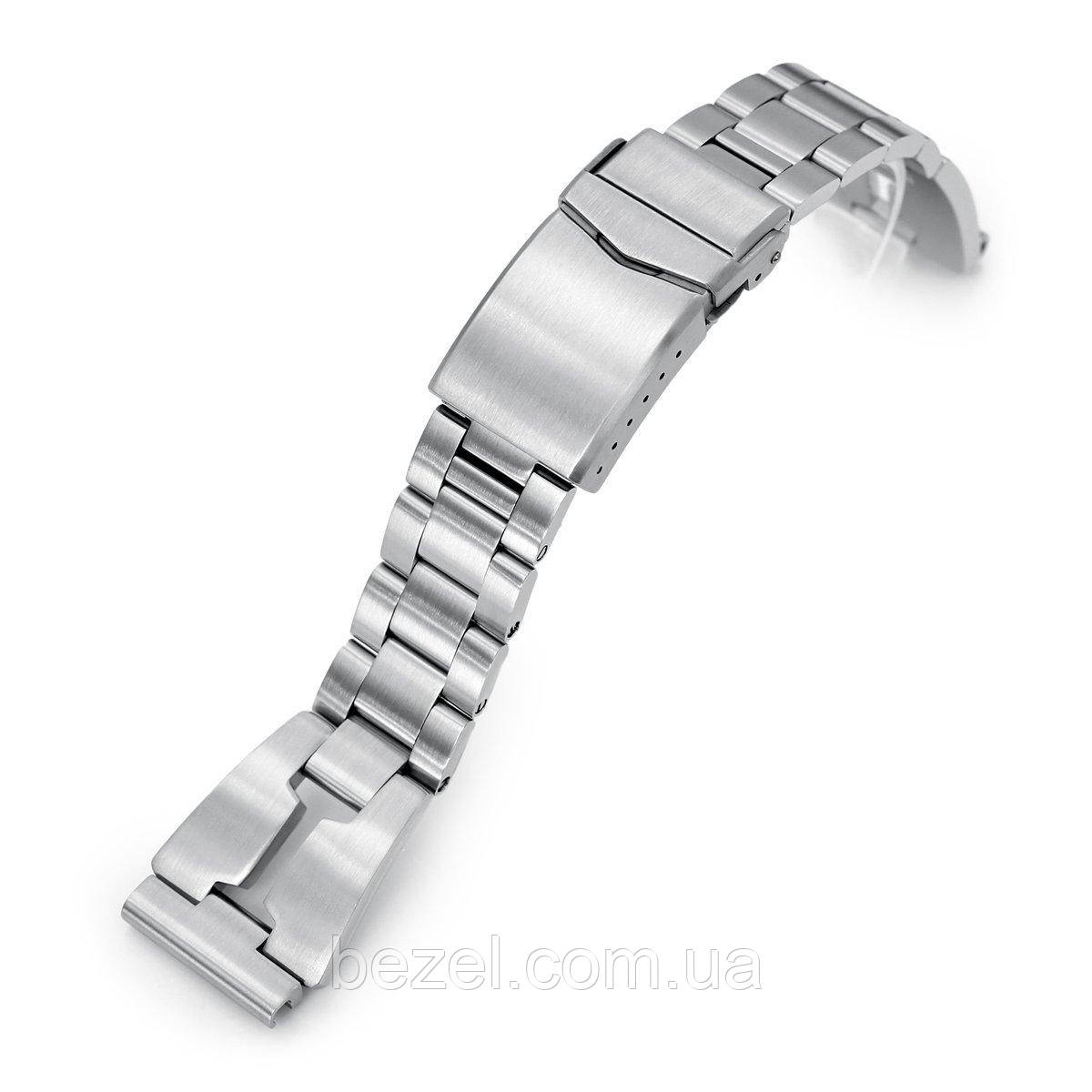 20mm Reissue Retro Razor 316L Stainless Steel Brushed Watch Band, V-Clasp Button Double Lock