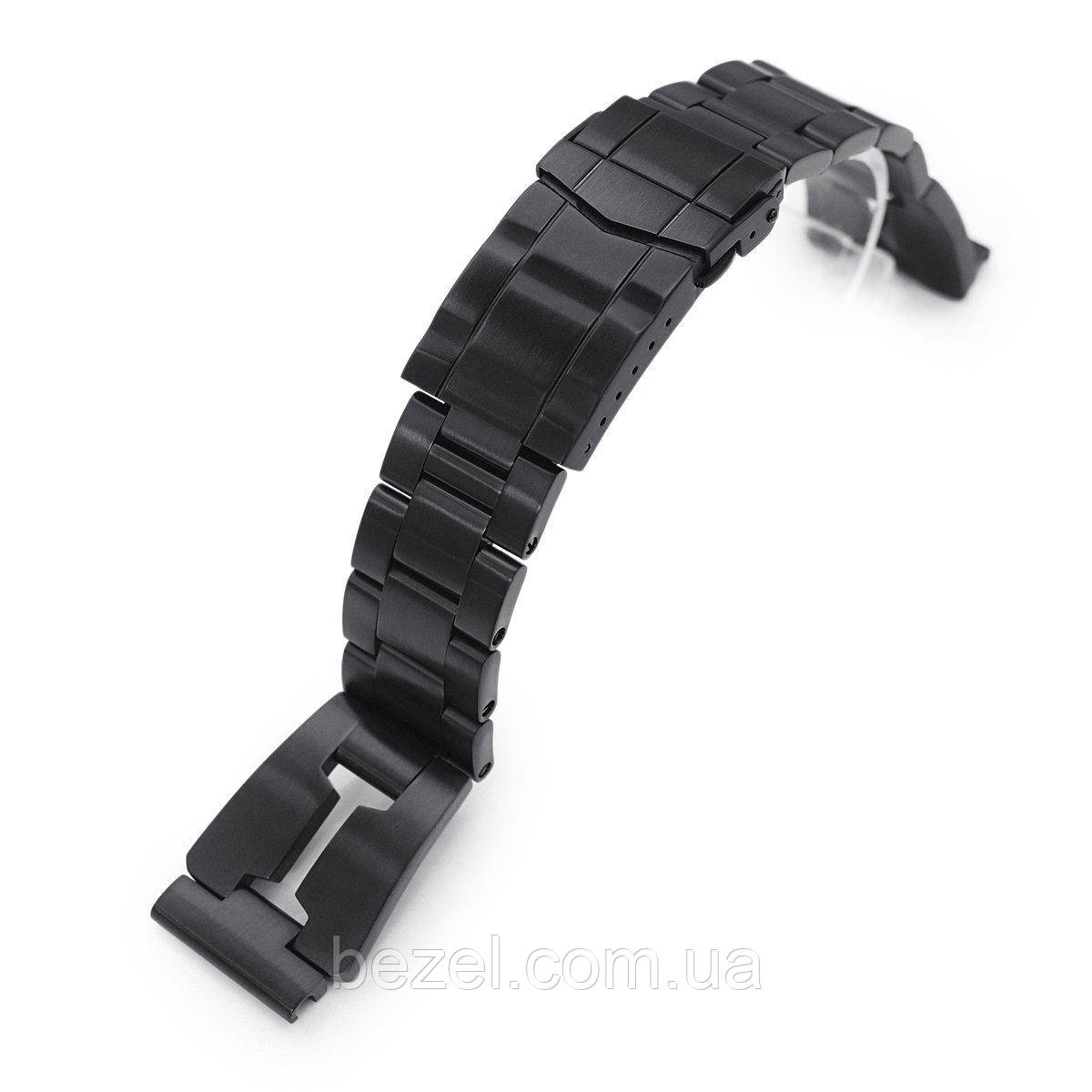 20mm Reissue Retro Razor 316L Stainless Steel PVD Black Watch Band, Submariner Diver Clasp
