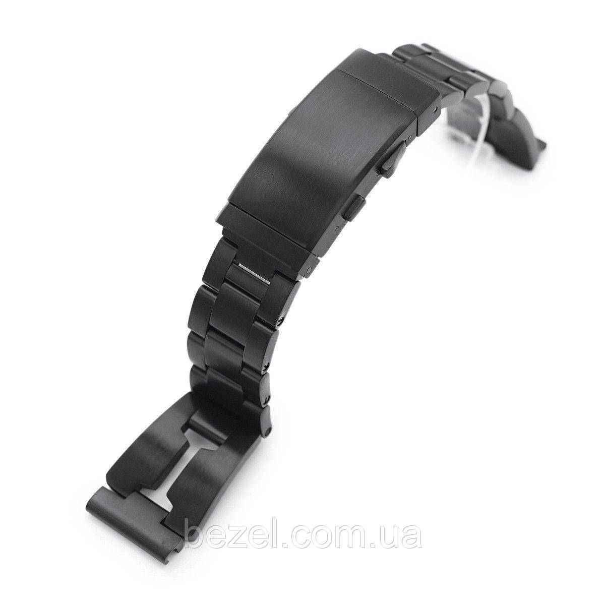 20mm Reissue Retro Razor 316L Stainless Steel PVD Black Watch Band, Wetsuit Ratchet Buckle