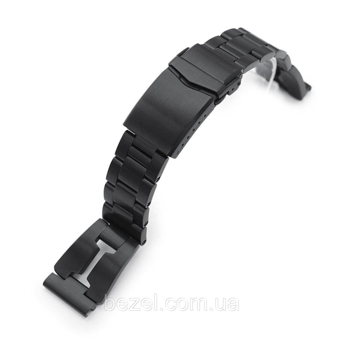 20mm Reissue Retro Razor 316L Stainless Steel PVD Black Watch Band, V-Clasp Button Double Lock