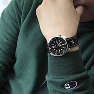 German made 22mm Sturdy Semi-gloss Black Saddle with Leather Rivet Watch Band, Polished, фото 2