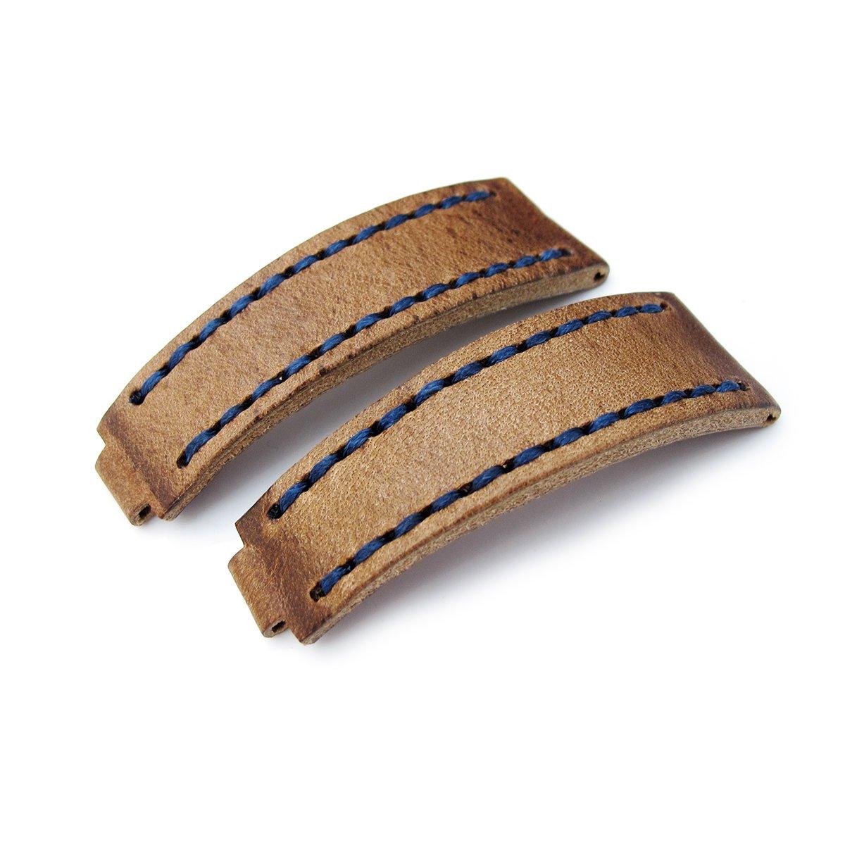 20mm MiLTAT RX Collection 'X' Watch Strap, Matte Pull Up Brown Leather, Navy Blue St. Tailor-made for Rolex, фото 1