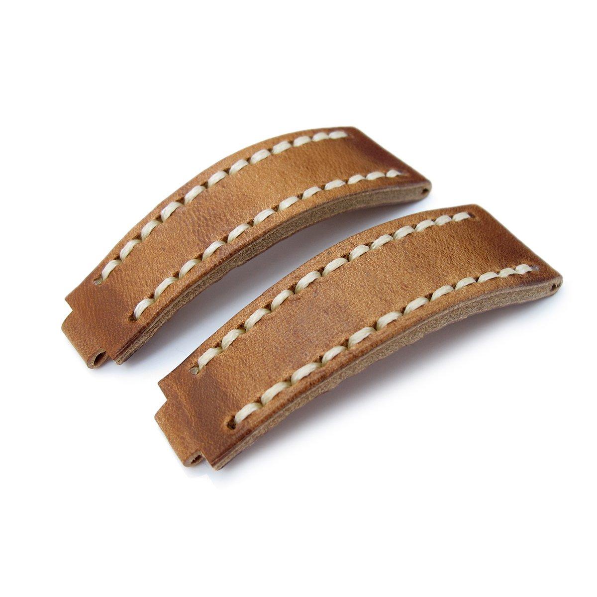 20mm MiLTAT RX Collection 'X' Watch Strap, Matte Pull Up Brown Leather, Beige St. Tailor-made for Rolex, фото 1