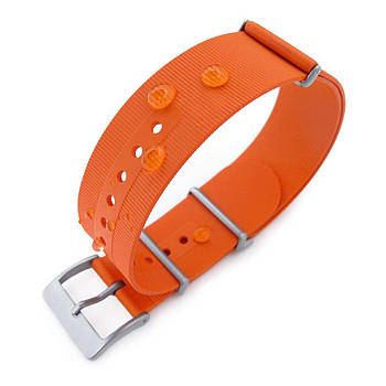 Rubber NATO 22mm G10 Waterproof Watch Band, Orange, Sandblasted Buckle