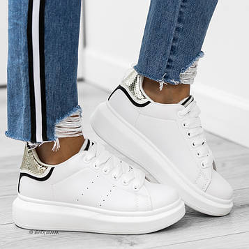 Кросівки білі закаблук зміїна шкіра